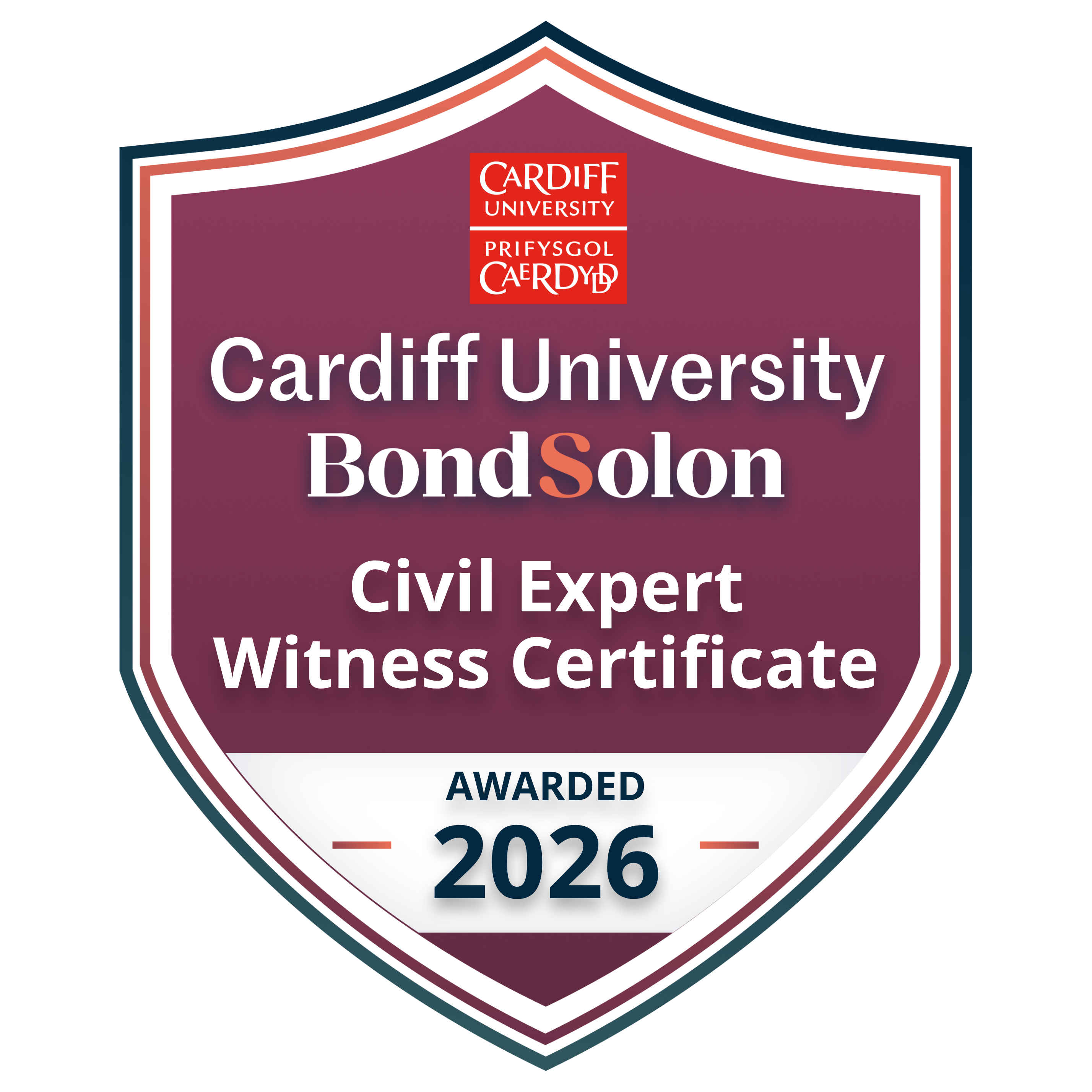 Cardiff University Bond Solon Civil Expert Witness Certificate, awarded 2026